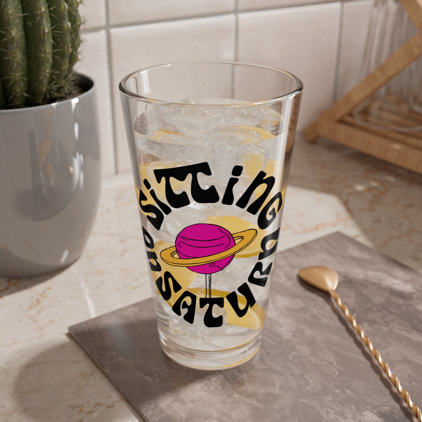 Sitting On Saturn "Lollipop" Souvenir Glass