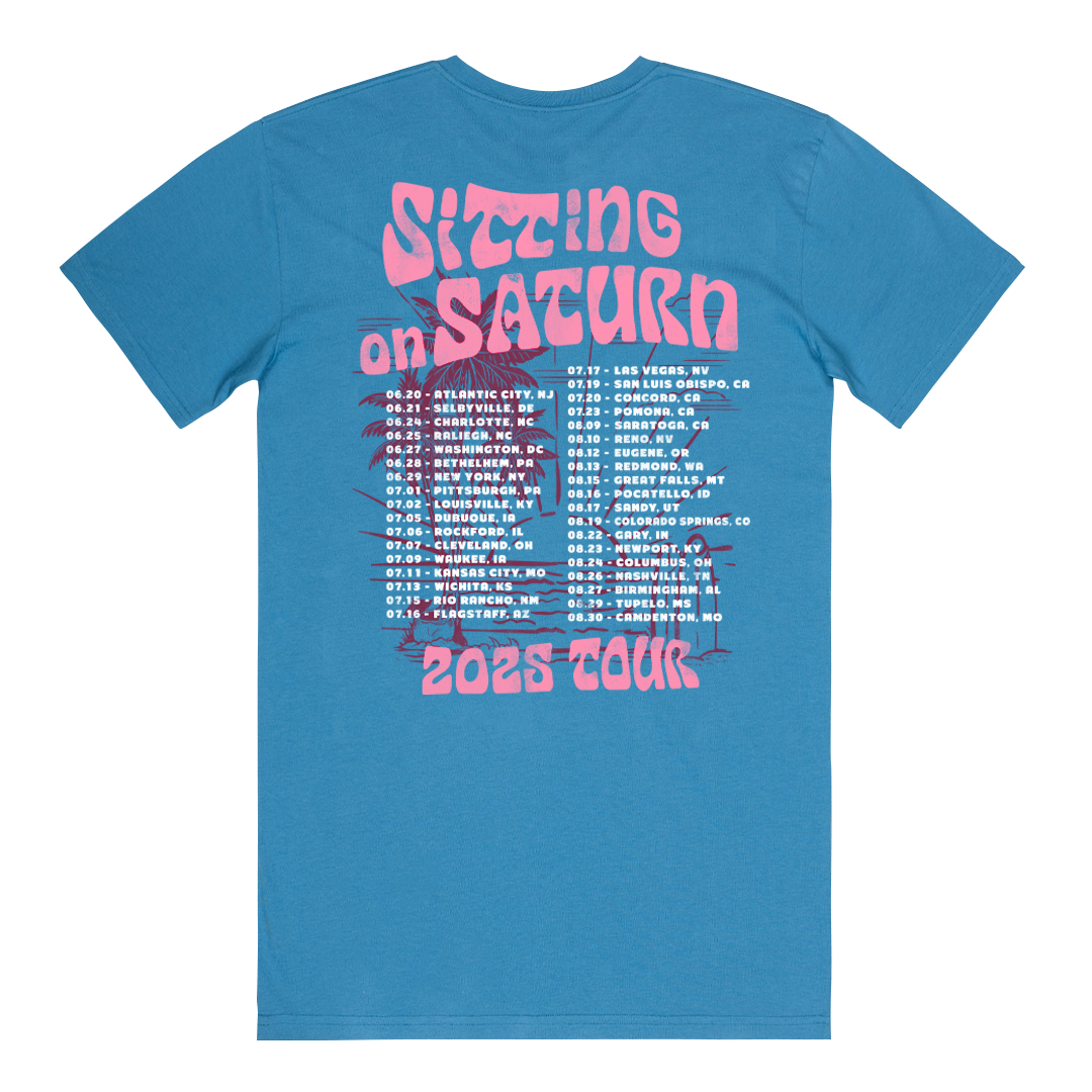 Sitting On Saturn "Robot 2025 Itinerary" Blue T-Shirt