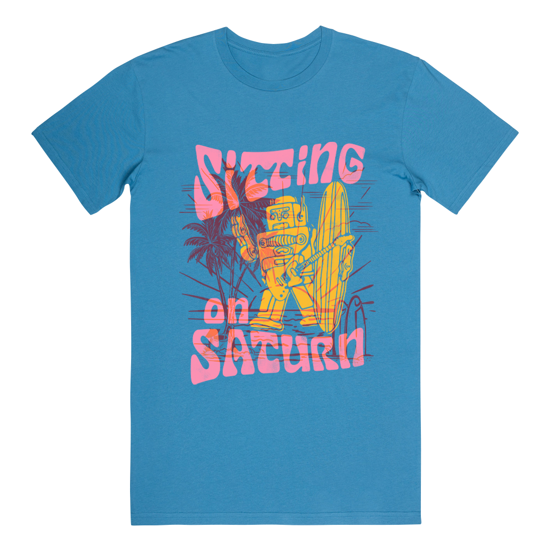 Sitting On Saturn "Robot 2025 Itinerary" Blue T-Shirt