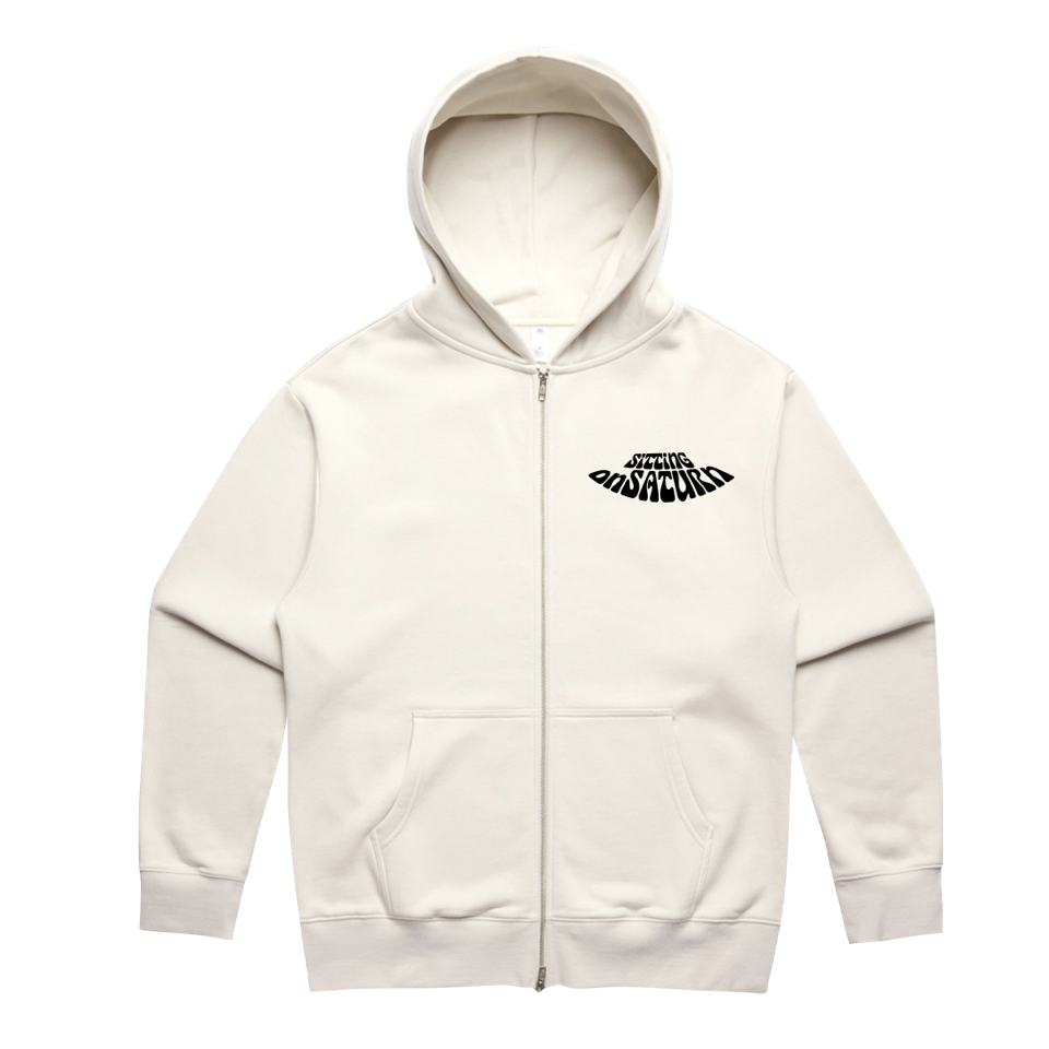 Sitting On Saturn "Logo" White Zip Hoodie
