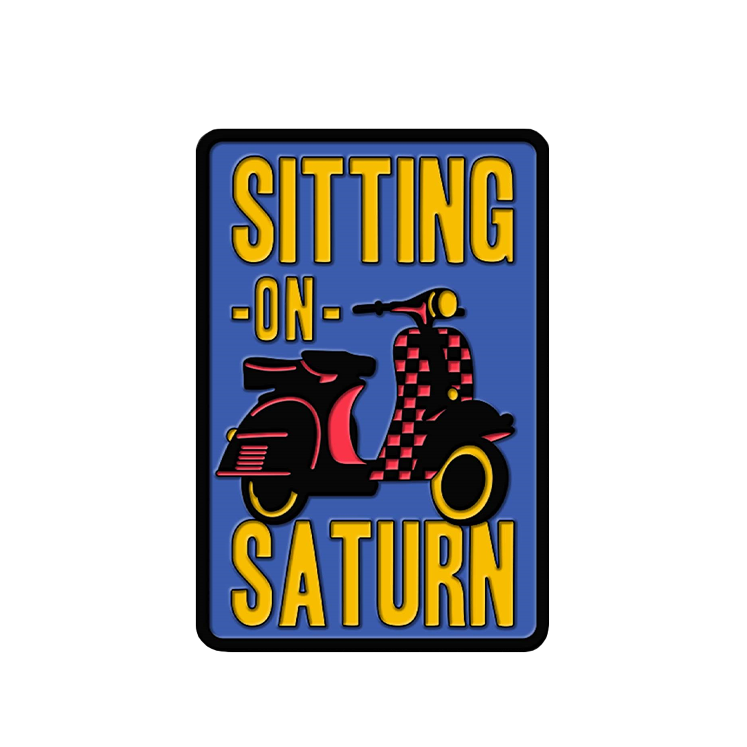 Sitting On Saturn "Scooter" Rectangle Enamel Pin