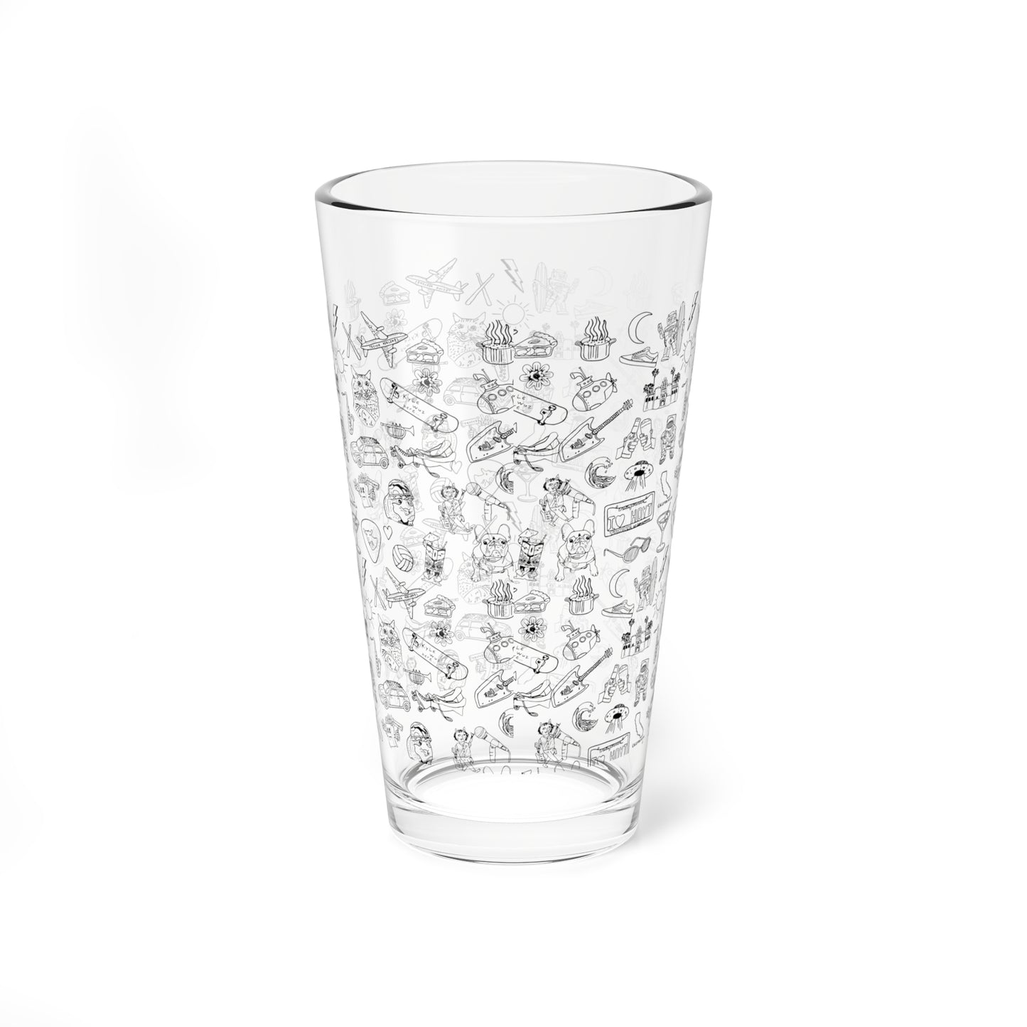 Sitting On Saturn "Doodles" Souvenir Glass