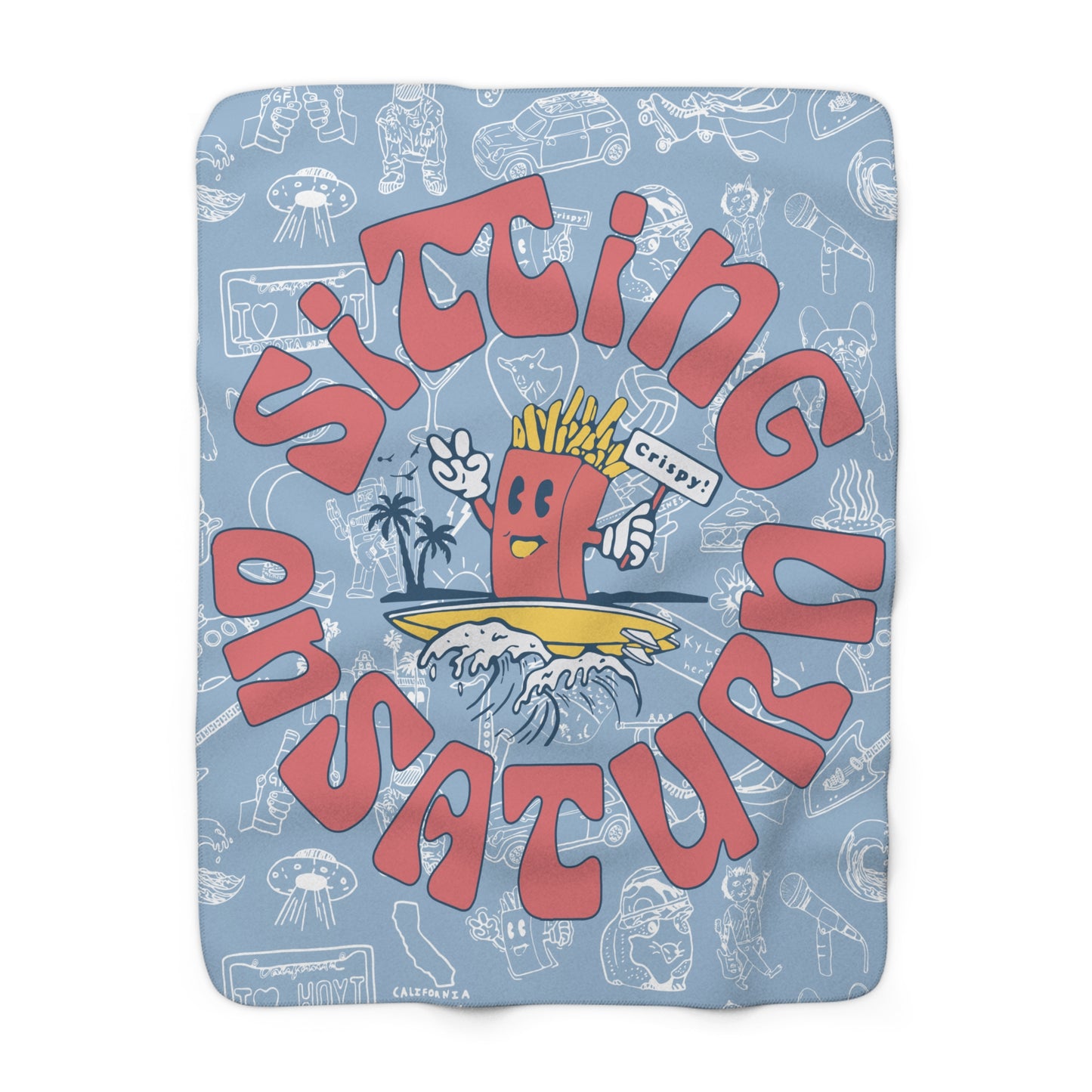 Sitting On Saturn "Fry Guy" Sherpa Fleece Blanket