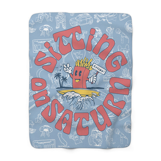 Sitting On Saturn "Fry Guy" Sherpa Fleece Blanket