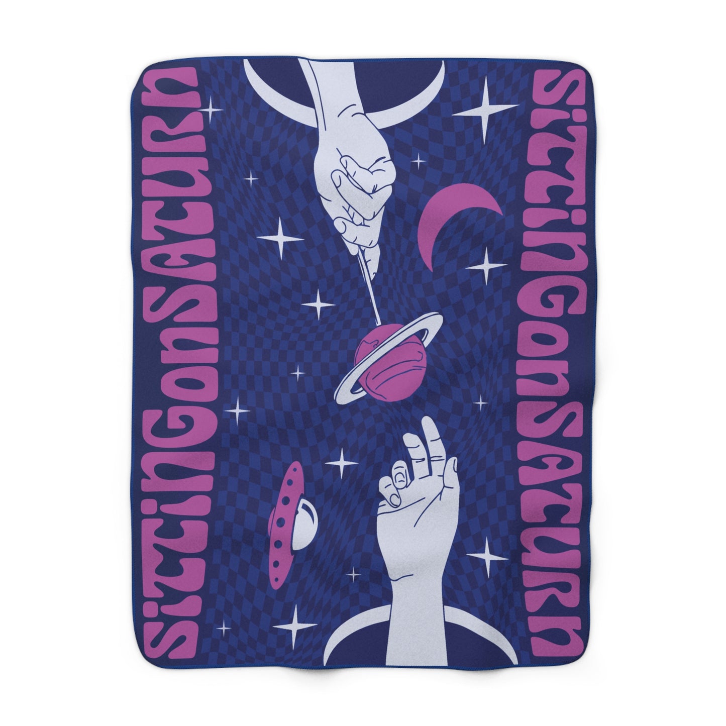Sitting On Saturn "Hands In Space" Sherpa Fleece Blanket