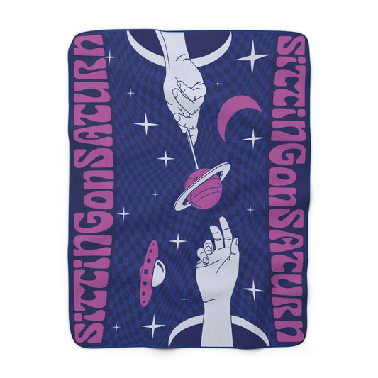 Sitting On Saturn "Hands In Space" Sherpa Fleece Blanket
