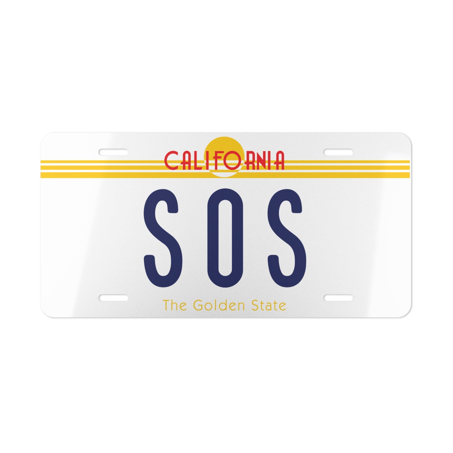 Sitting On Saturn White California Vanity License Plate
