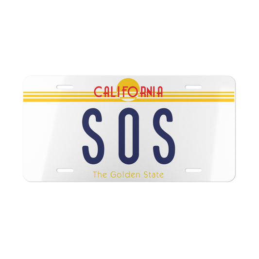 Sitting On Saturn White California Vanity License Plate