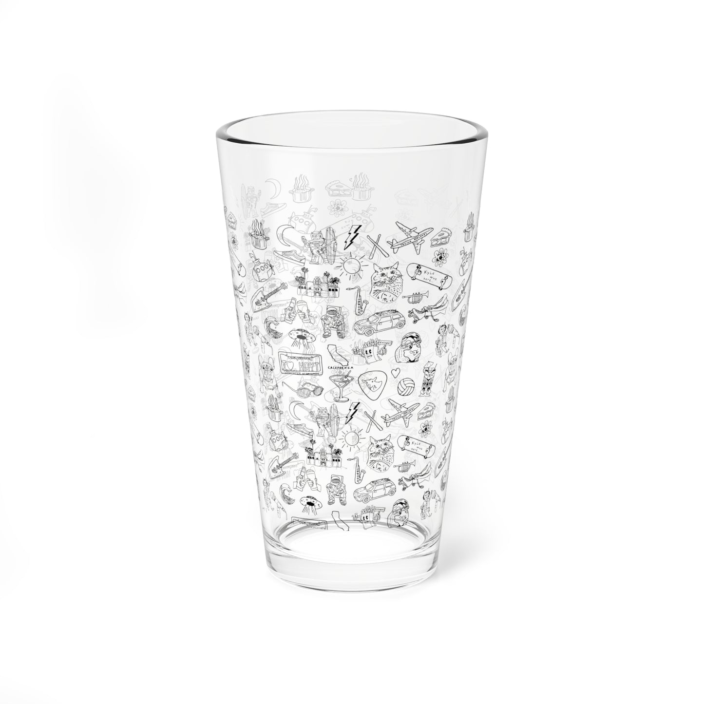 Sitting On Saturn "Doodles" Souvenir Glass