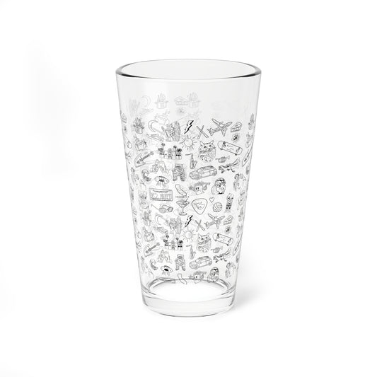 Sitting On Saturn "Doodles" Souvenir Glass