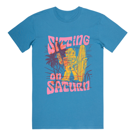 Sitting On Saturn "Robot 2025 Itinerary" Blue T-Shirt